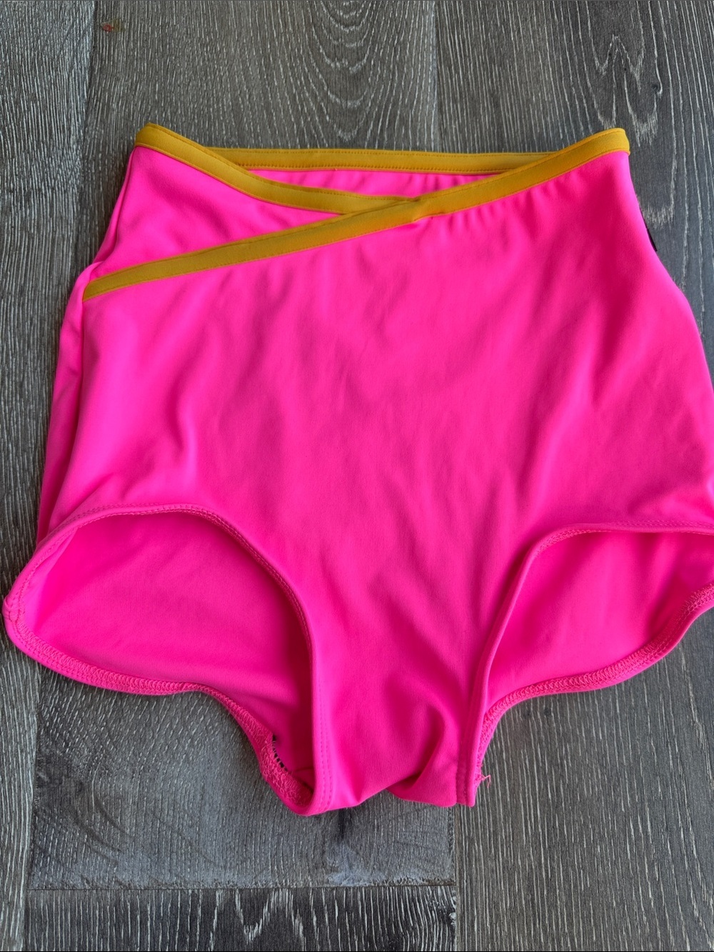 Tiger Friday Dance High-Waist Athletic Shorts in Hot Pink with Gold Trim 0614